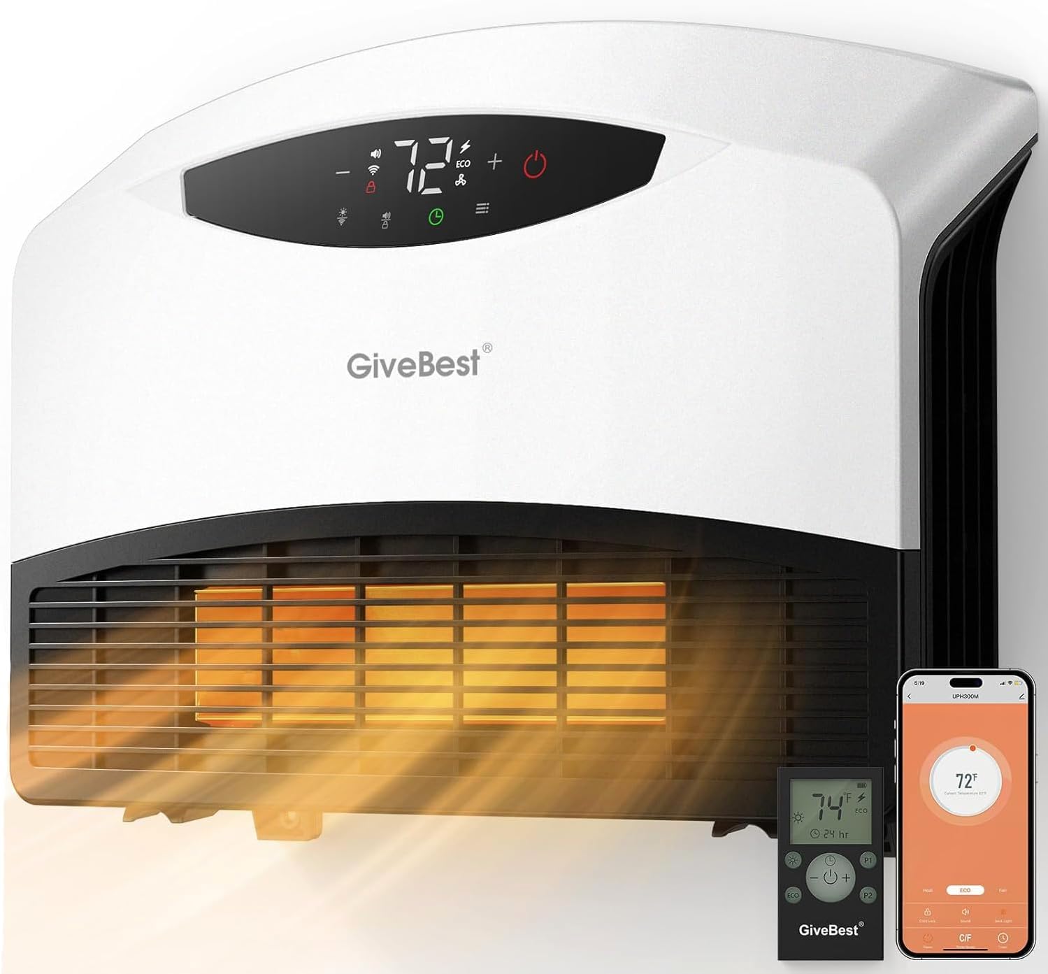 GiveBest Electric Wall Heater with WiFi and Remote Control, Floor or Wall Mounte...