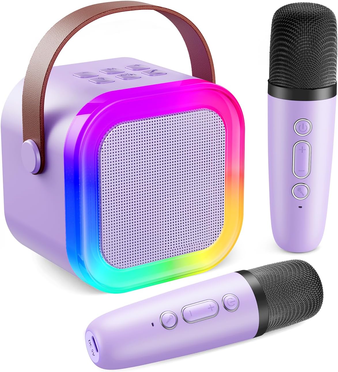 Fede Karaoke Machine, Unique Mini Karaoke System with 2 Wireless Microphones, Sp...