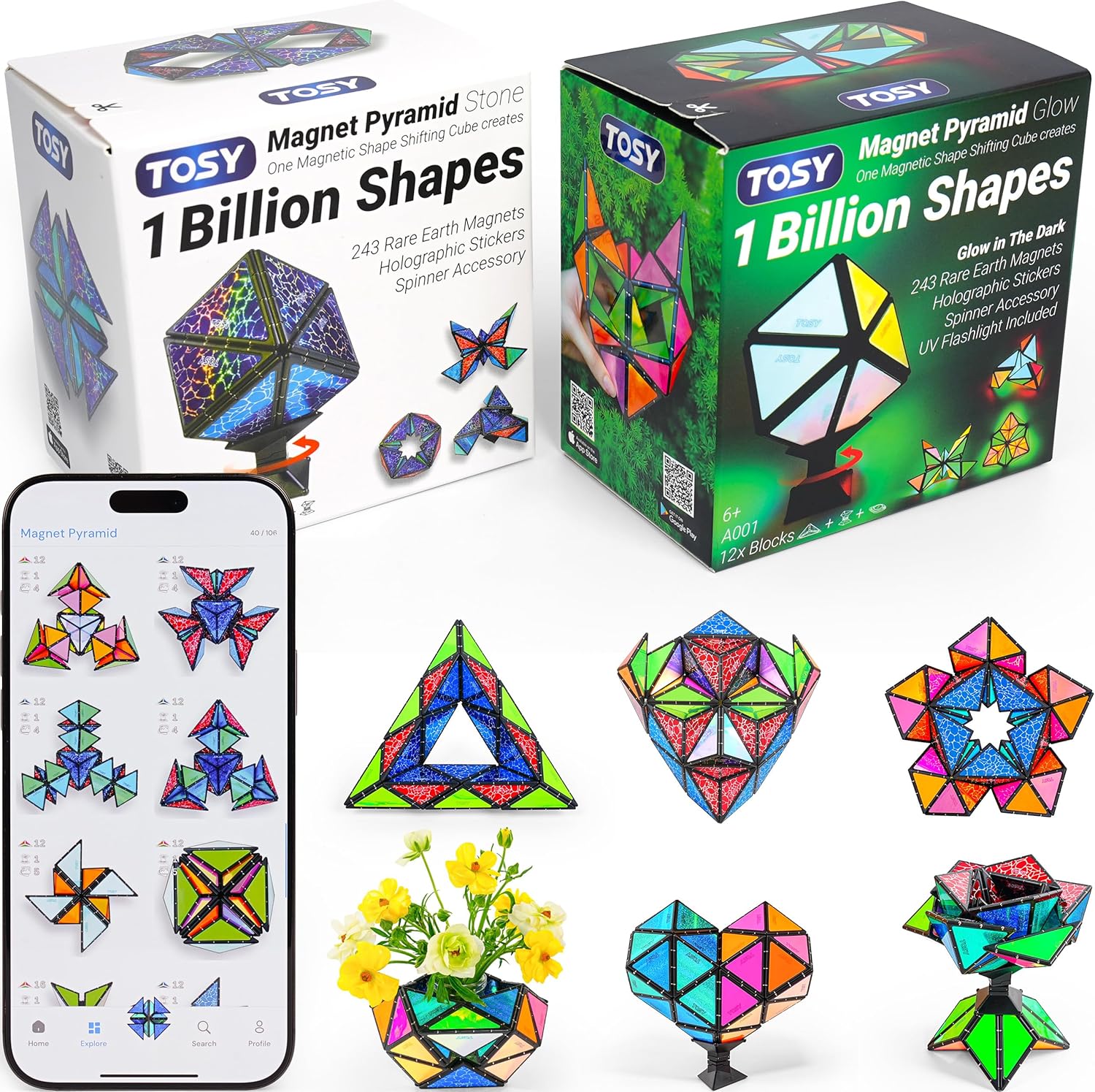 Unique TOSY Magnet Pyramid, Special Creative Puzzle, Innovative Puzzle That 1 Cu...