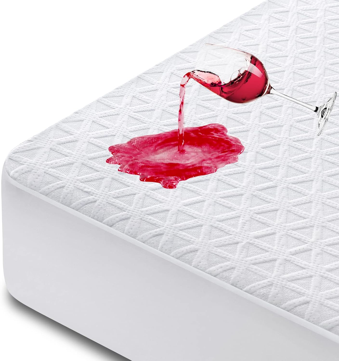 Premium Waterproof Mattress Protector King Size, Breathable Bed Cover 3D Air Fab...