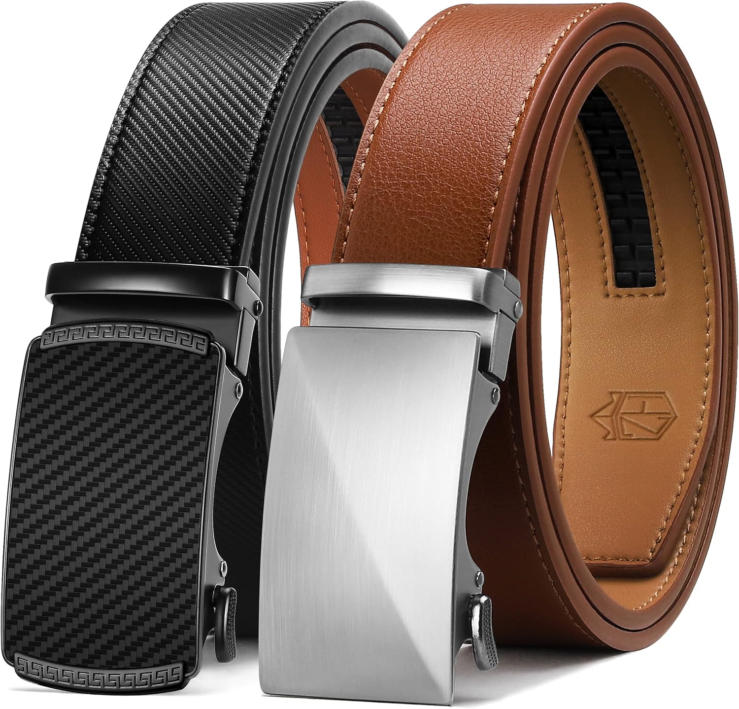 Zitahli Ratchet Belt for Men - 2 Packs Leather Mens belt For Gift Men Dress and...