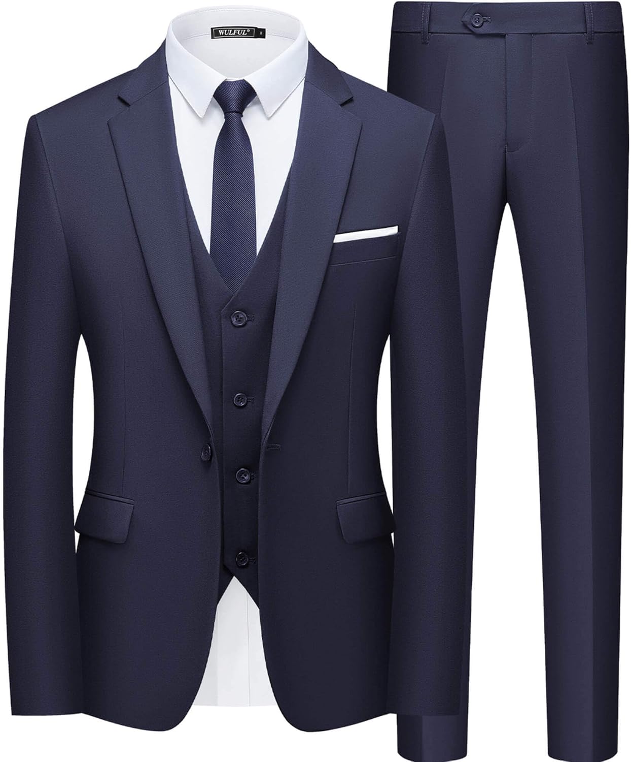WULFUL Men's Slim Fit Suit, Special 3-Piece Blazer for Dress Business, Innovativ...