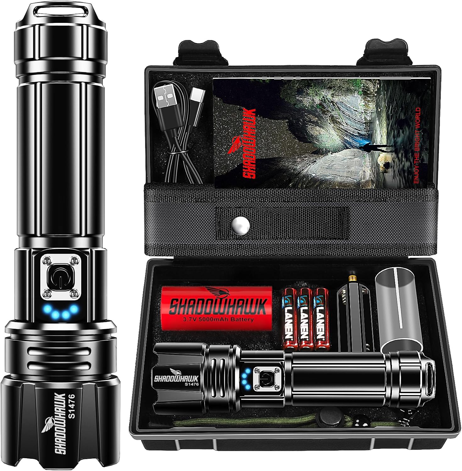 Shadowhawk Rechargeable Torch, Exceptional 1000000 Lumen Torches LED, High-Quali...