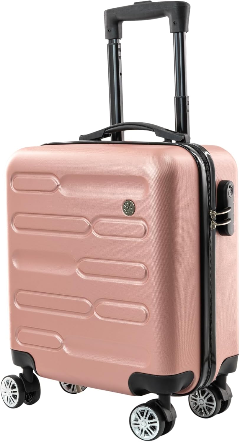 SA Products Rose Gold Cabin Suitcase 45x36x20cm - Lightweight Hardshell Carry On...