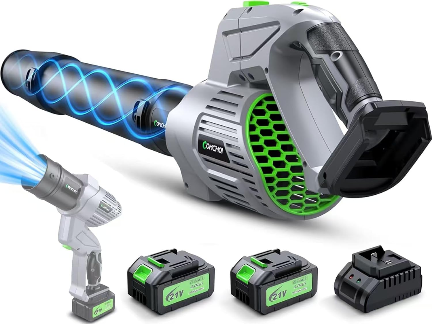 Electric Leaf Blower Cordless, 900,000 RPM, 2 x 4.0Ah Batteries & Charger, Handh...