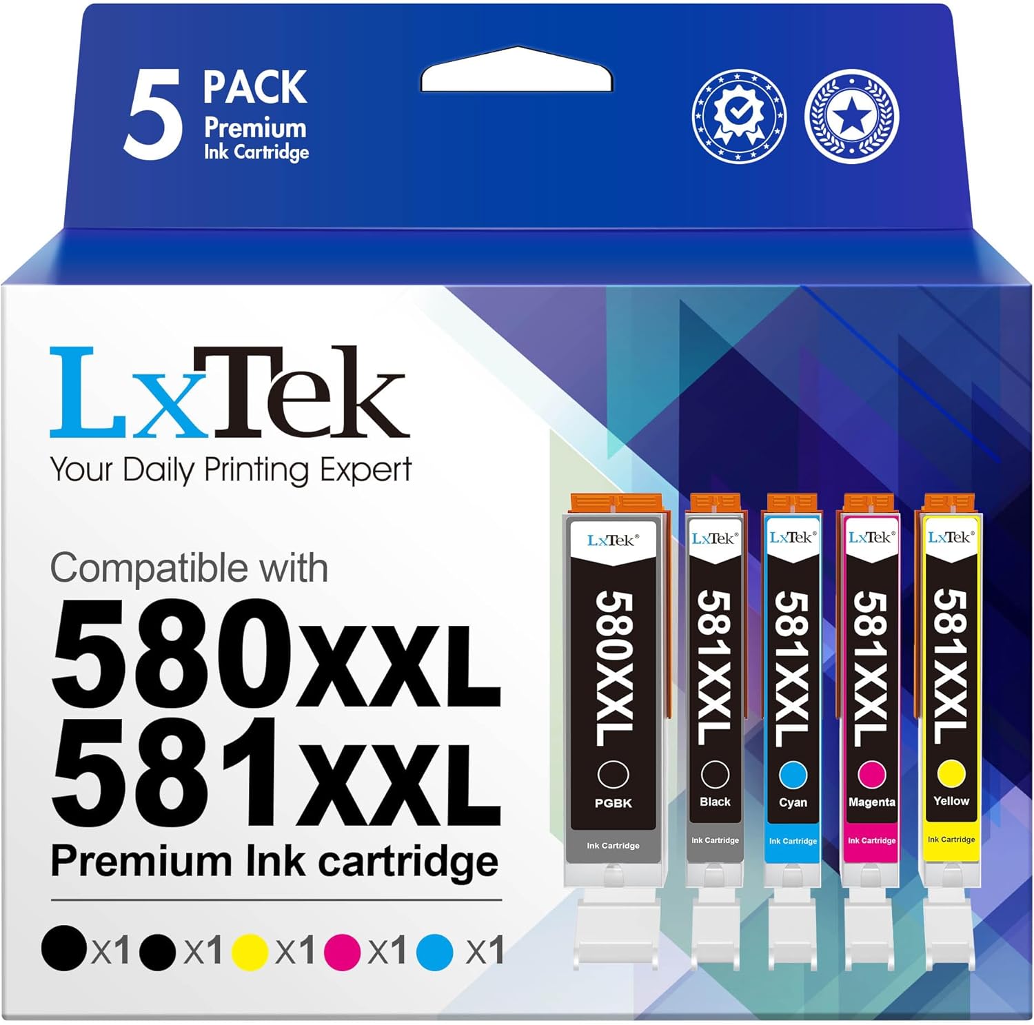 580XXL 581XXL Ink Cartridge Replacement for Canon PGI-580 CLI-581 Ink Compatible...