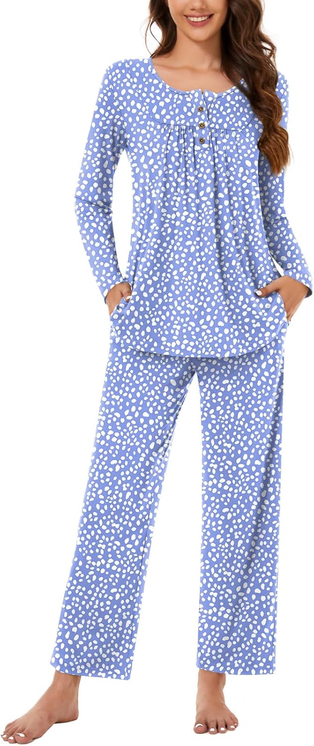 Bestbee Women's Pajama Set, 2 Piece Lounge Outfits Sleepwear Fall Long Sleeve Lo...