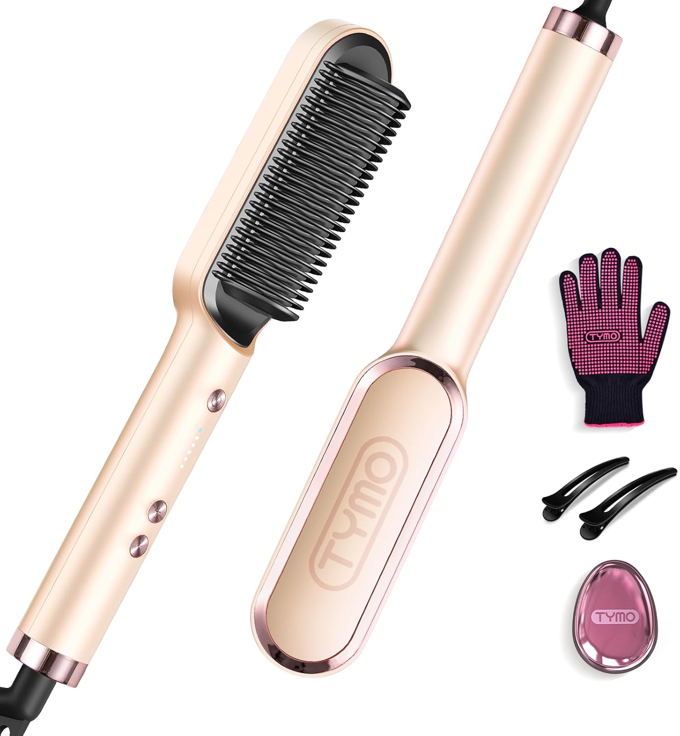 TYMO Hair Straightener Brush, Unique 2-in-1 Flat Iron Hair Brush, Innovative Ant...
