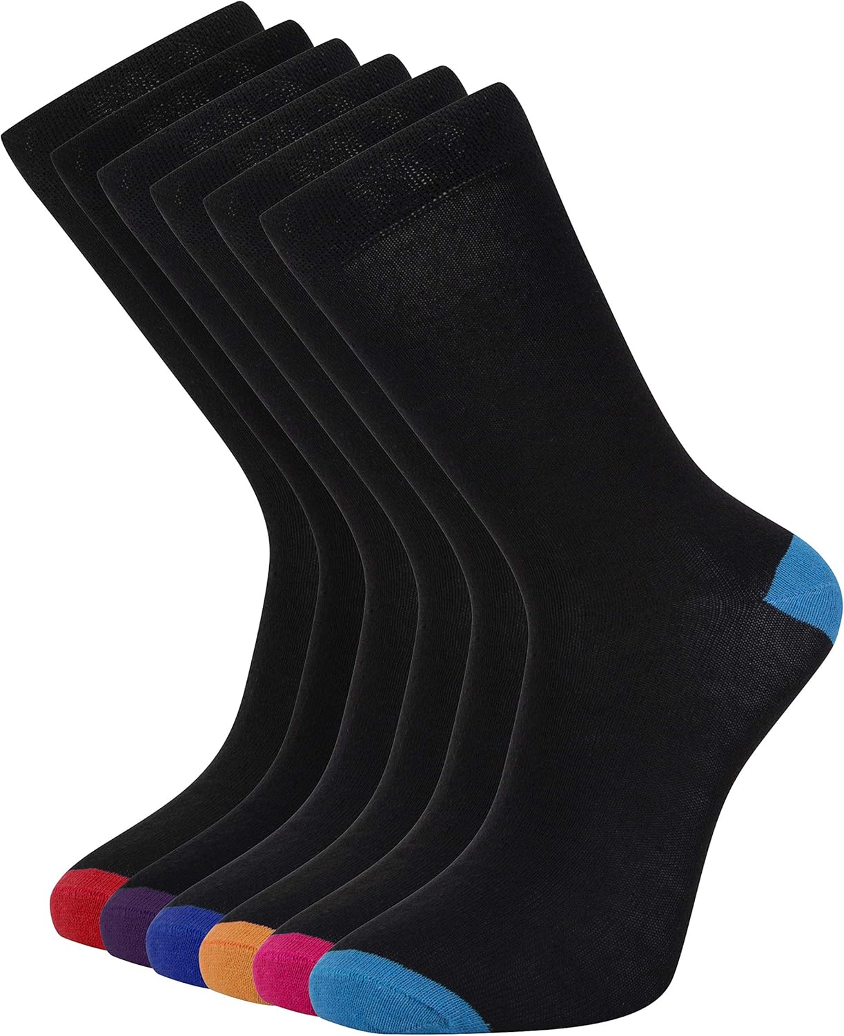 Black Socks for Men in Heel and Toe Style, Men’s Socks Multipack 6-11 UK, Pack o...