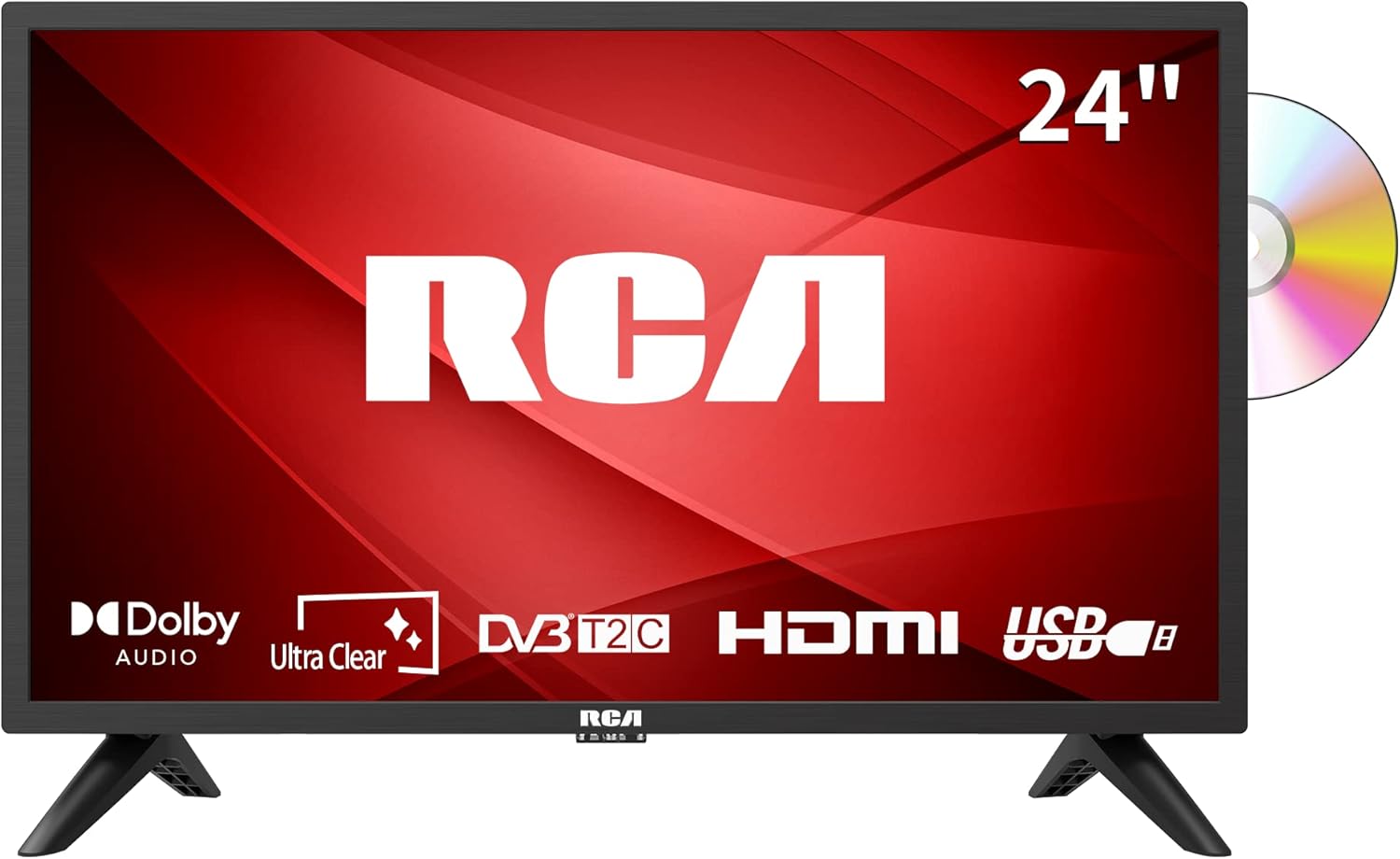 RCA D24F1D 24 Inch Small TV Built-In DVD Player, Freeview HD Dolby Digital Audio...