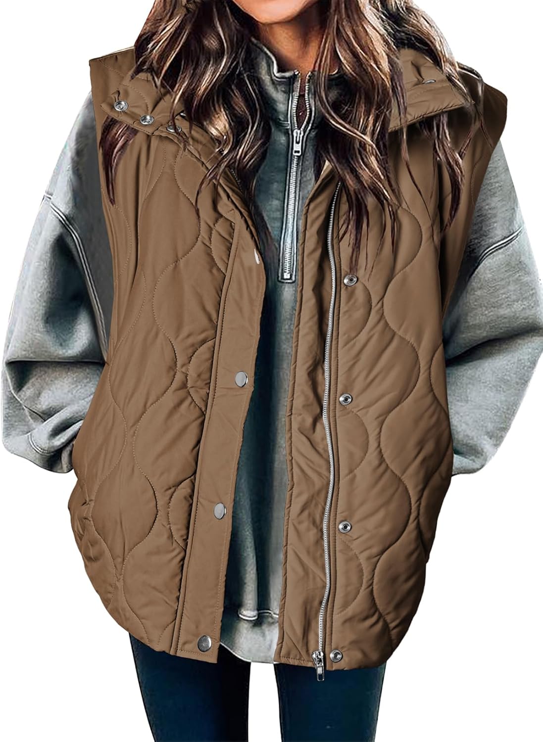 EVALESS Cropped Puffer Vest Women Lightweight Quilted Stand Collar Sleeveless Ja...