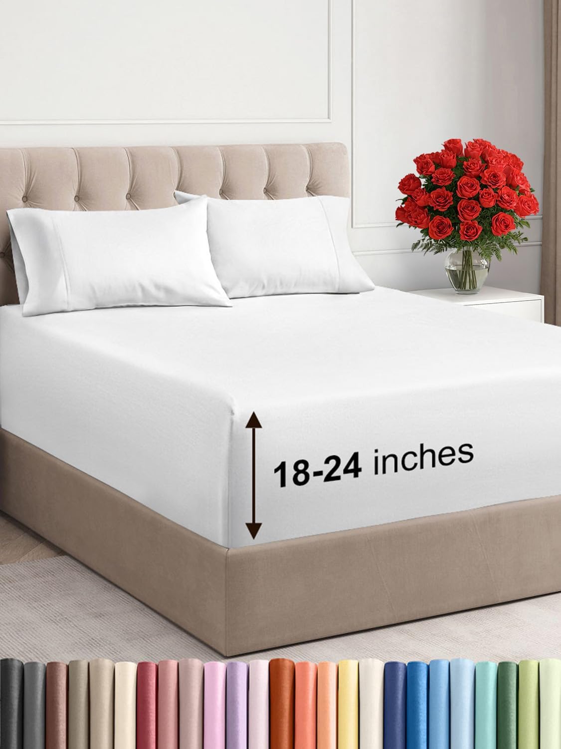 Extra Deep Pocket King Sheets - 4 Piece Breathable & Cooling Bed Sheets - Hotel...