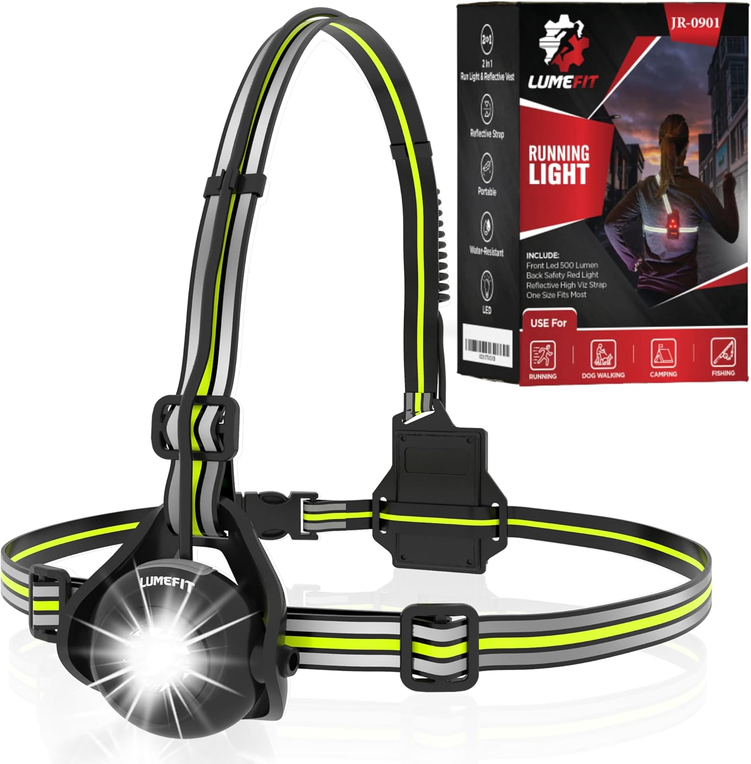 LUMEFIT Run Light Running Lights for Runners Chest LED Lamp 90° Adjustable Beam...