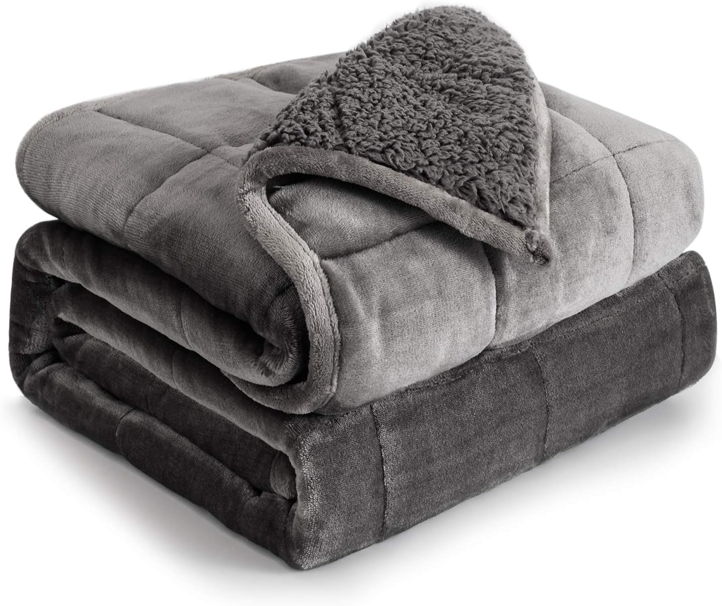 Cottonblue Weighted Blanket 15 lbs Queen Size 60x80 inches, Flannel Shaggy Sherp...