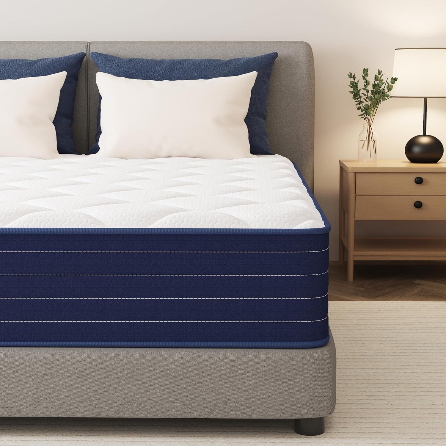 PurrJoys Double Mattresses, 10 Inch Gel Memory Foam 7 Zone Orthopedic Double Siz...