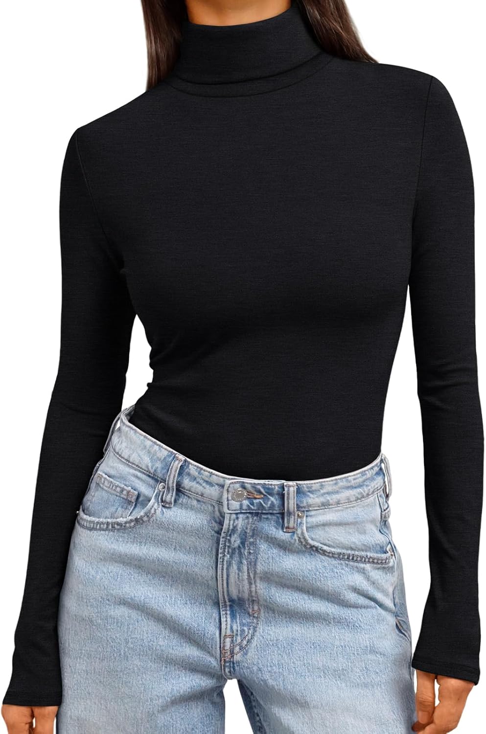 Trendy Queen Women's Turtleneck Long Sleeve Shirts Fall Fashion Basic Thermal Un...