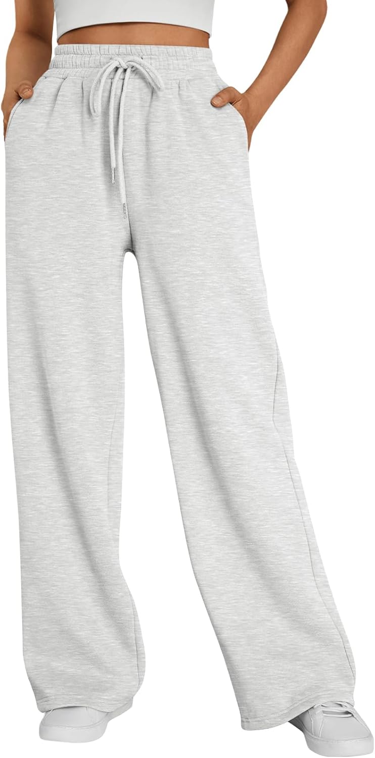 Trendy Queen Womens Wide Leg Fleece Lined Sweatpants Winter Baggy Lounge Travel...
