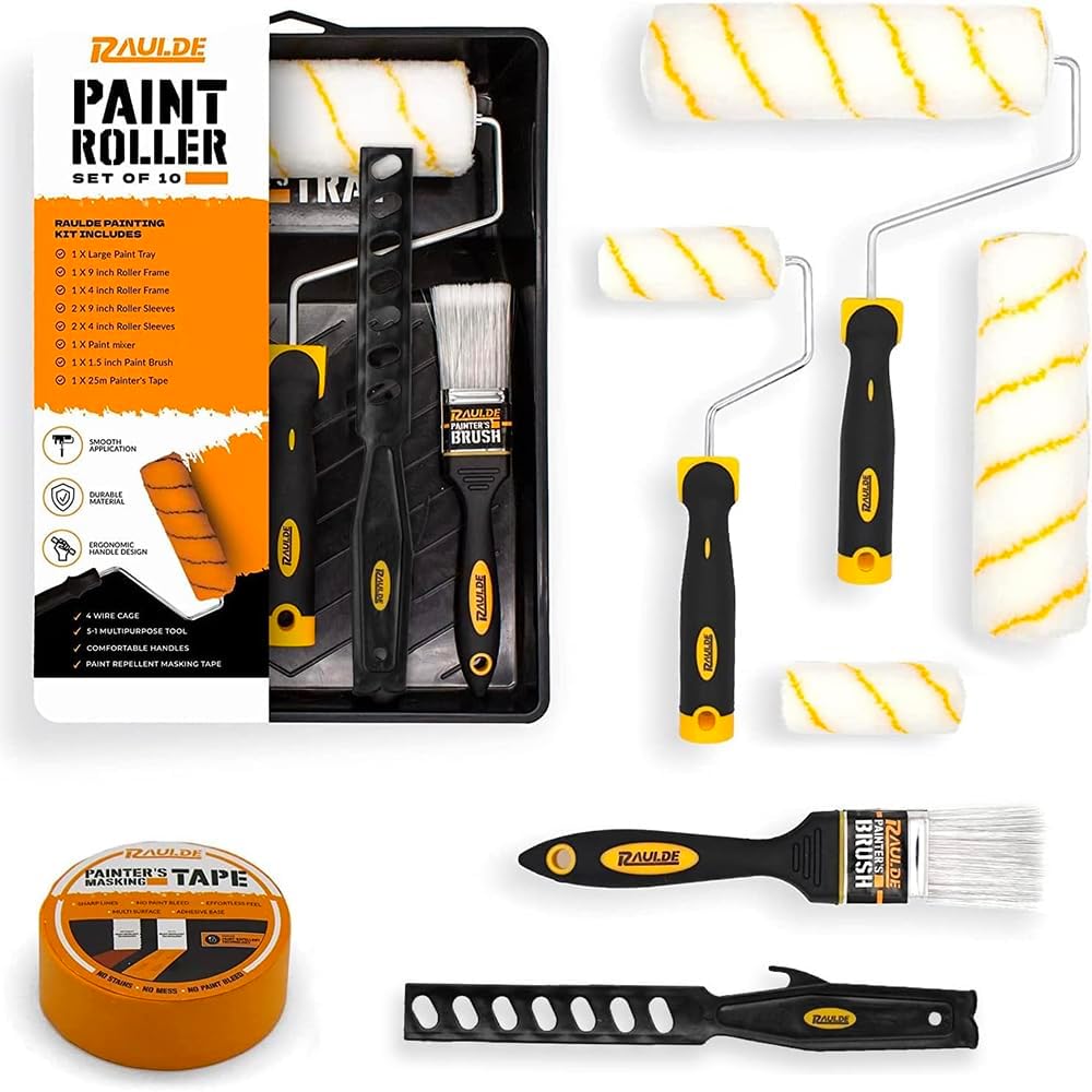 Paint Roller Set of 10 - Paint Rollers and Trays Set - Roller Sets for Painting...