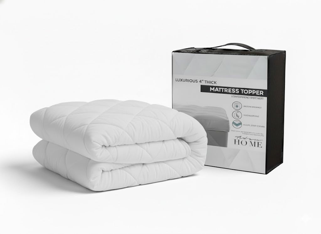 Adam Home Microfiber Quilted Small Double Mattress Topper 4 Inch / 10cm Hypoalle...