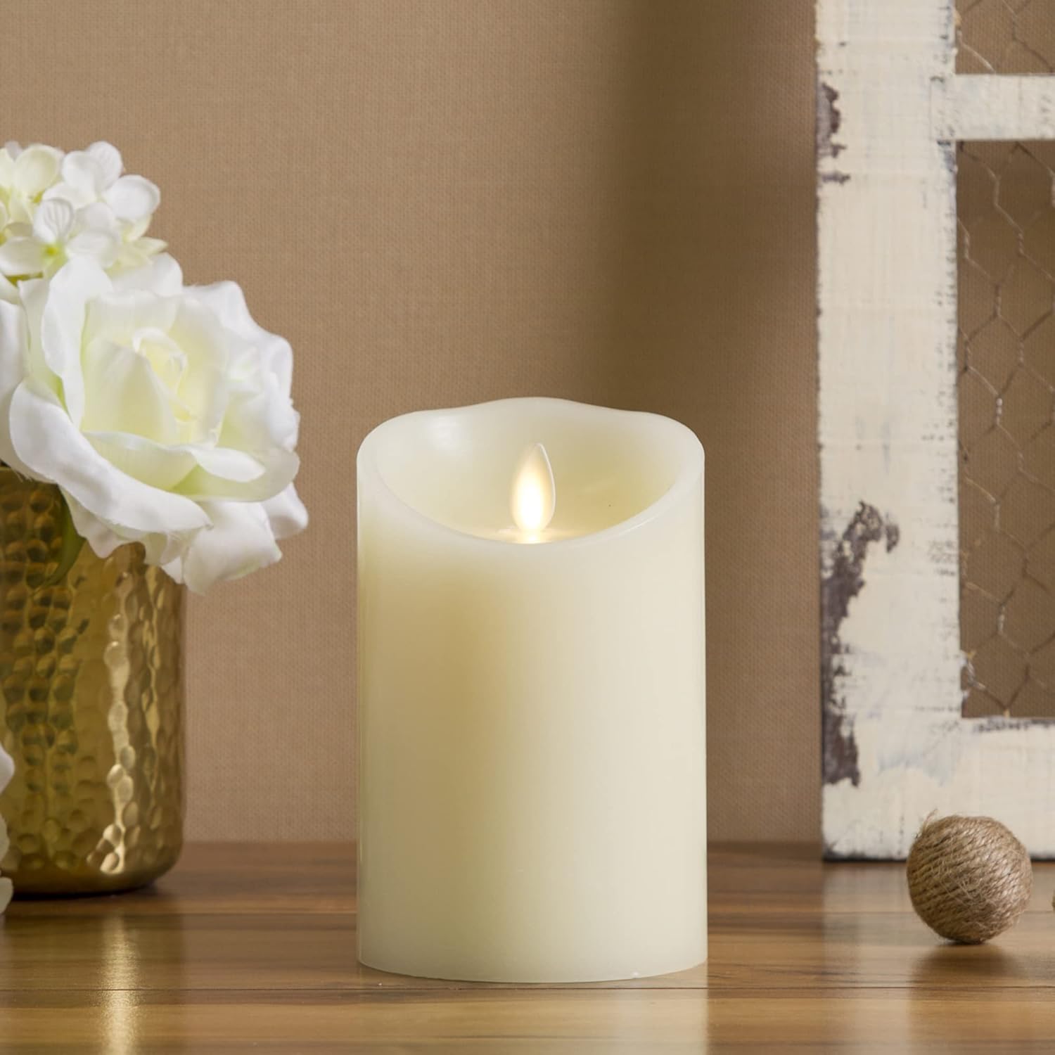 Luminara Flameless LED Battery Operated Ivory Pillar Candle, Flickering Realisti...