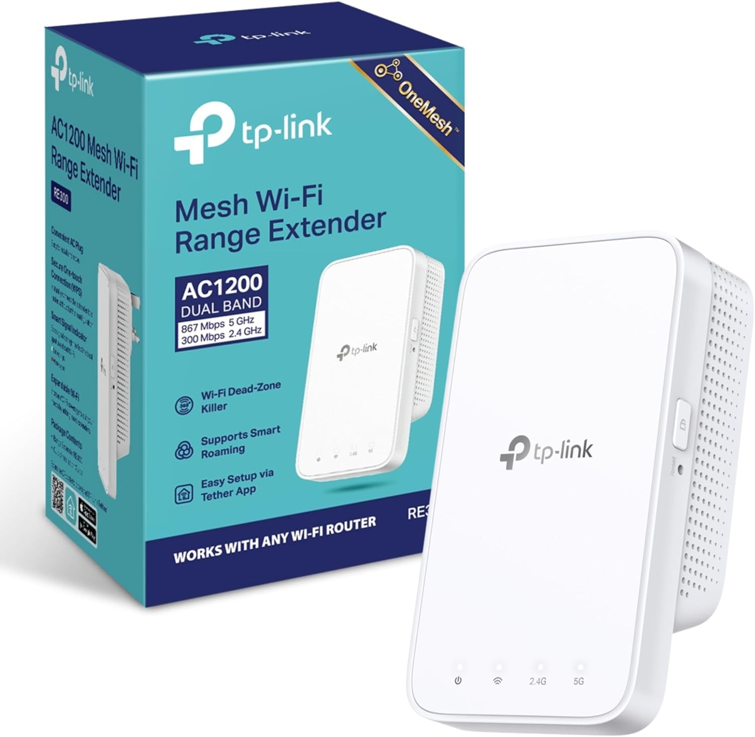 TP-Link RE300 AC1200Mbps WiFi Extender Booster Dual Band, EasyMesh, WiFi Booster...