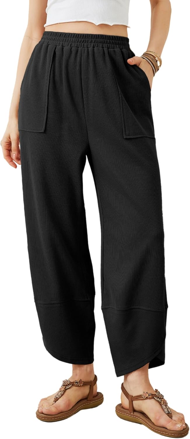 Xiaoxuemeng Womens Baggy Wide Leg Pants Casual Elastic Waisted Palazzo Harem Pan...