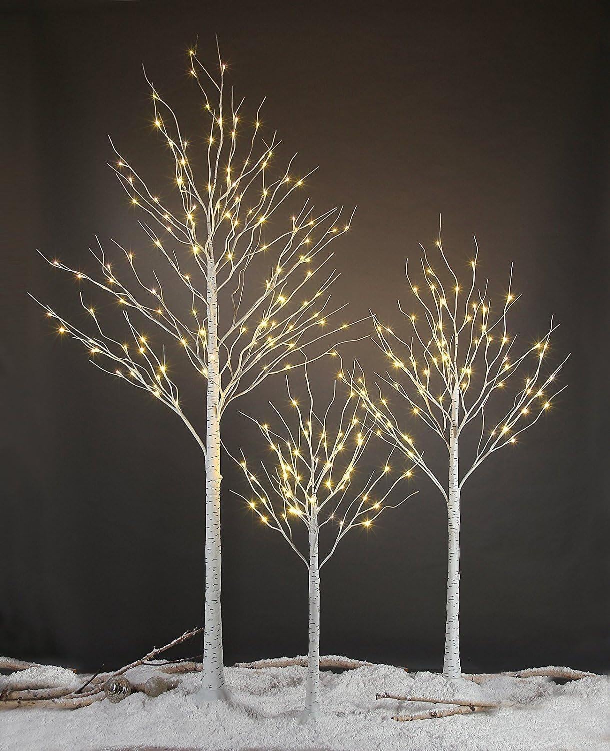 LIGHTSHARE LED Birch Tree Light Set - 4ft, 6ft, 8ft Trees with Warm White Lights...