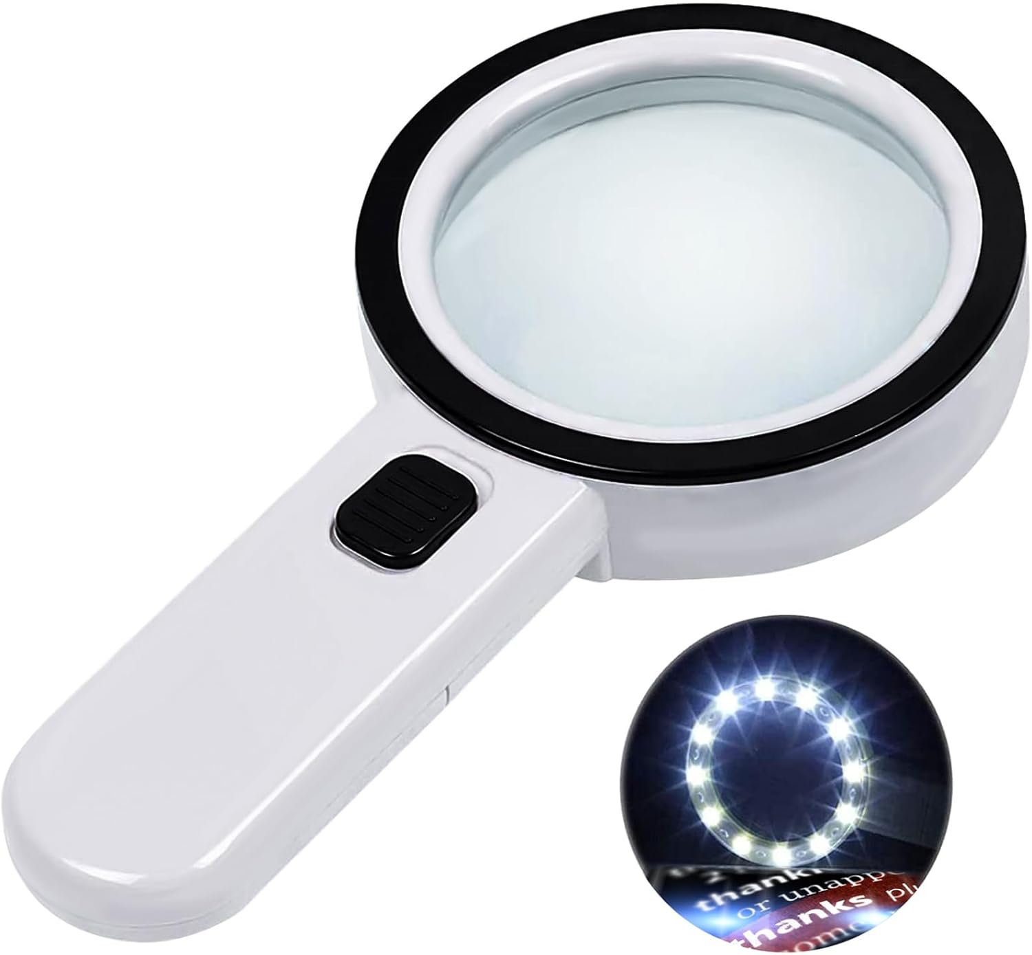 Magnifying Glass with Lights 12 LED, 30X Double Glass Lens Handheld Illuminated...