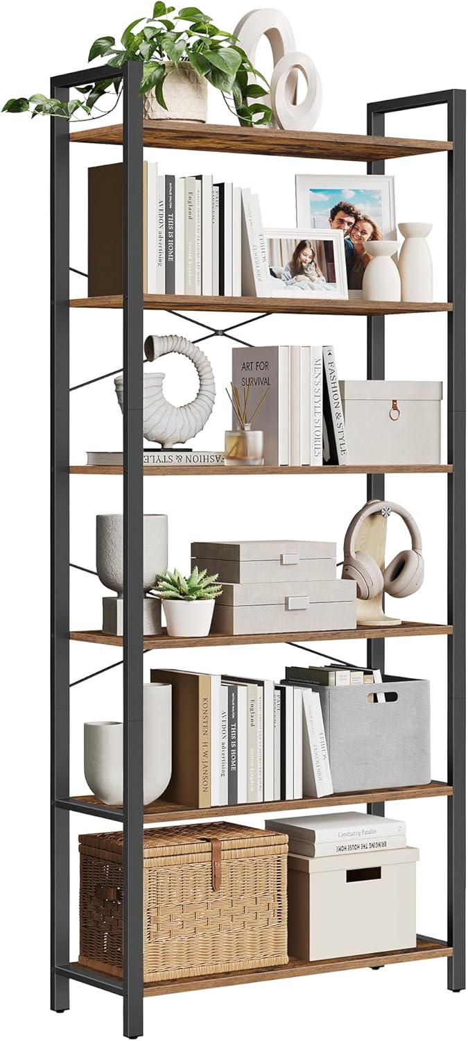 VASAGLE 6-Tier Bookshelf, Bookcase, Shelving Unit, for Office, Study, Living Roo...