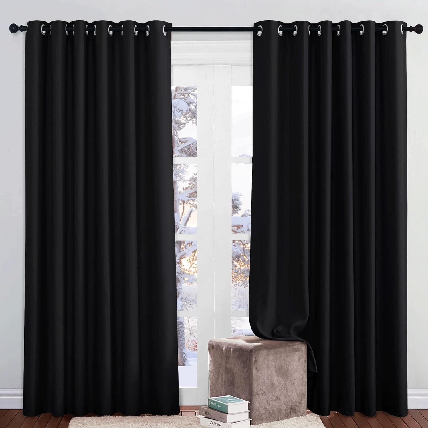 High-Quality PONY DANCE Extra Wide Black Out Curtains, Special Blackout Curtains...
