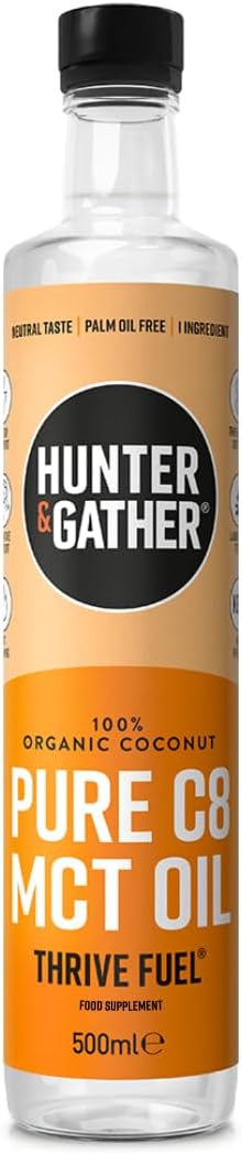 Hunter & Gather Pure C8 MCT Oil 500ml | Triple Steam Distilled 100% Organic Cert...