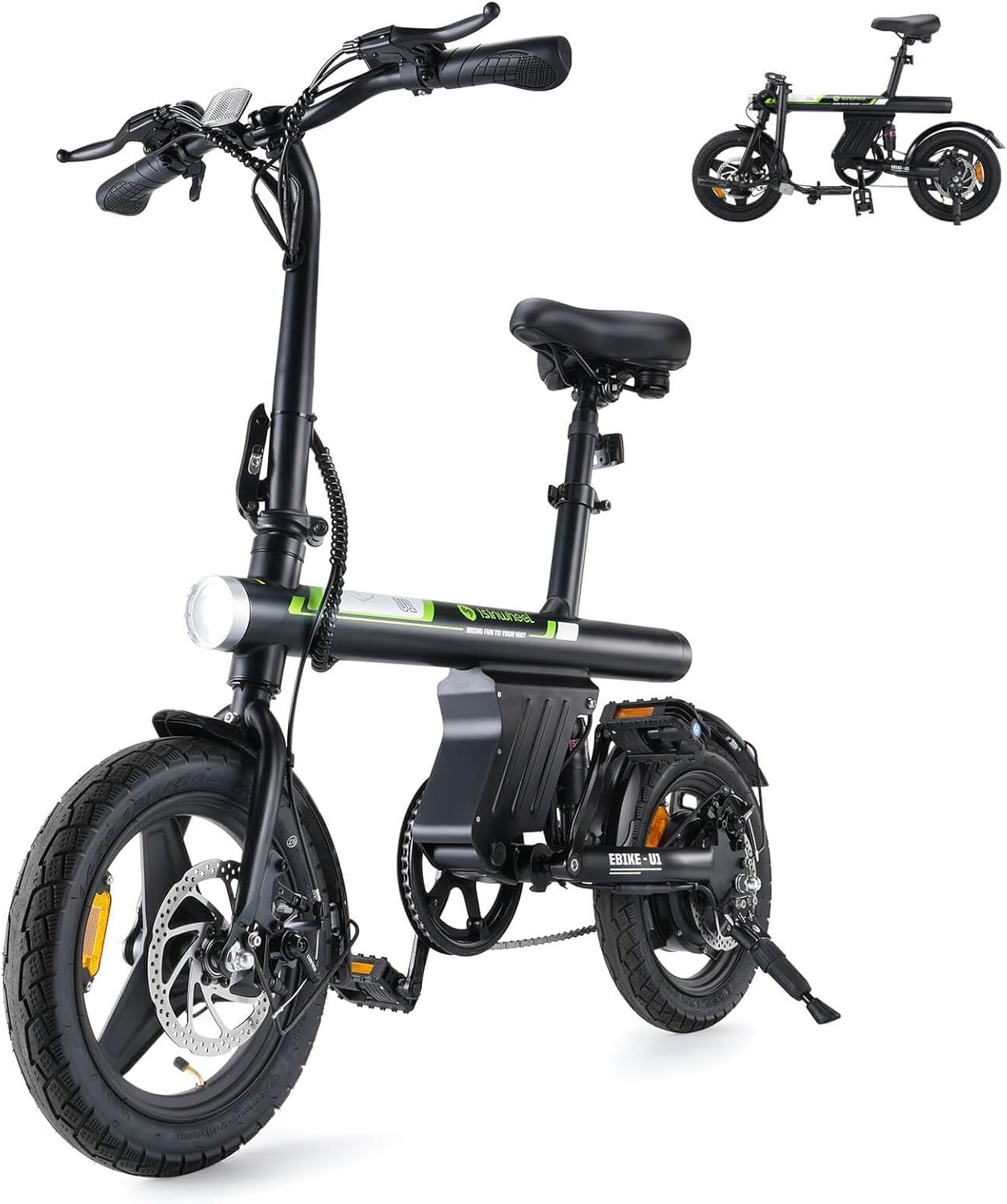 isinwheel Electric Bike for Adult 500W Motor, 20 mph Folding Ebike, 14"/16"/20"/...