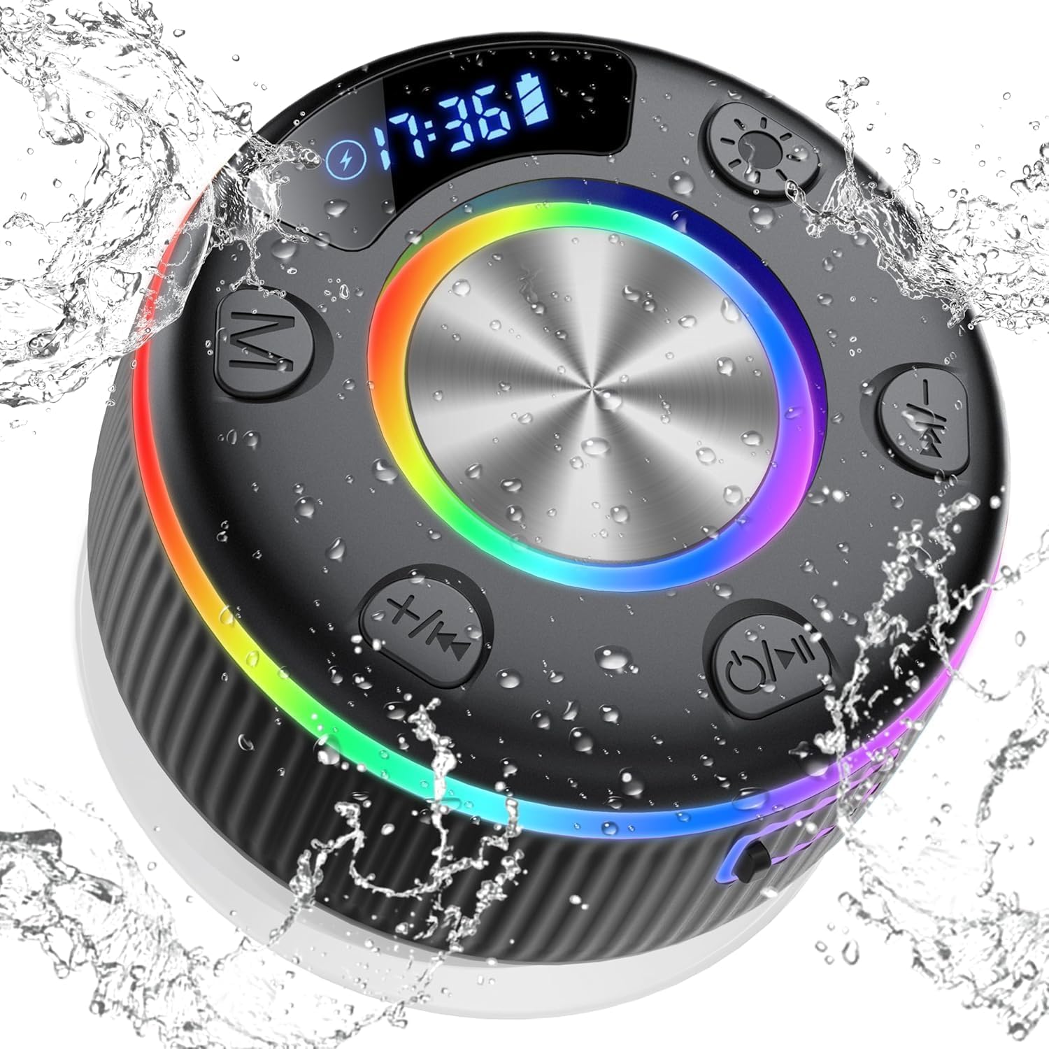 Bluetooth Shower Speaker, 2025 Portable Speaker with Suction Cup, IP7 Waterproof...