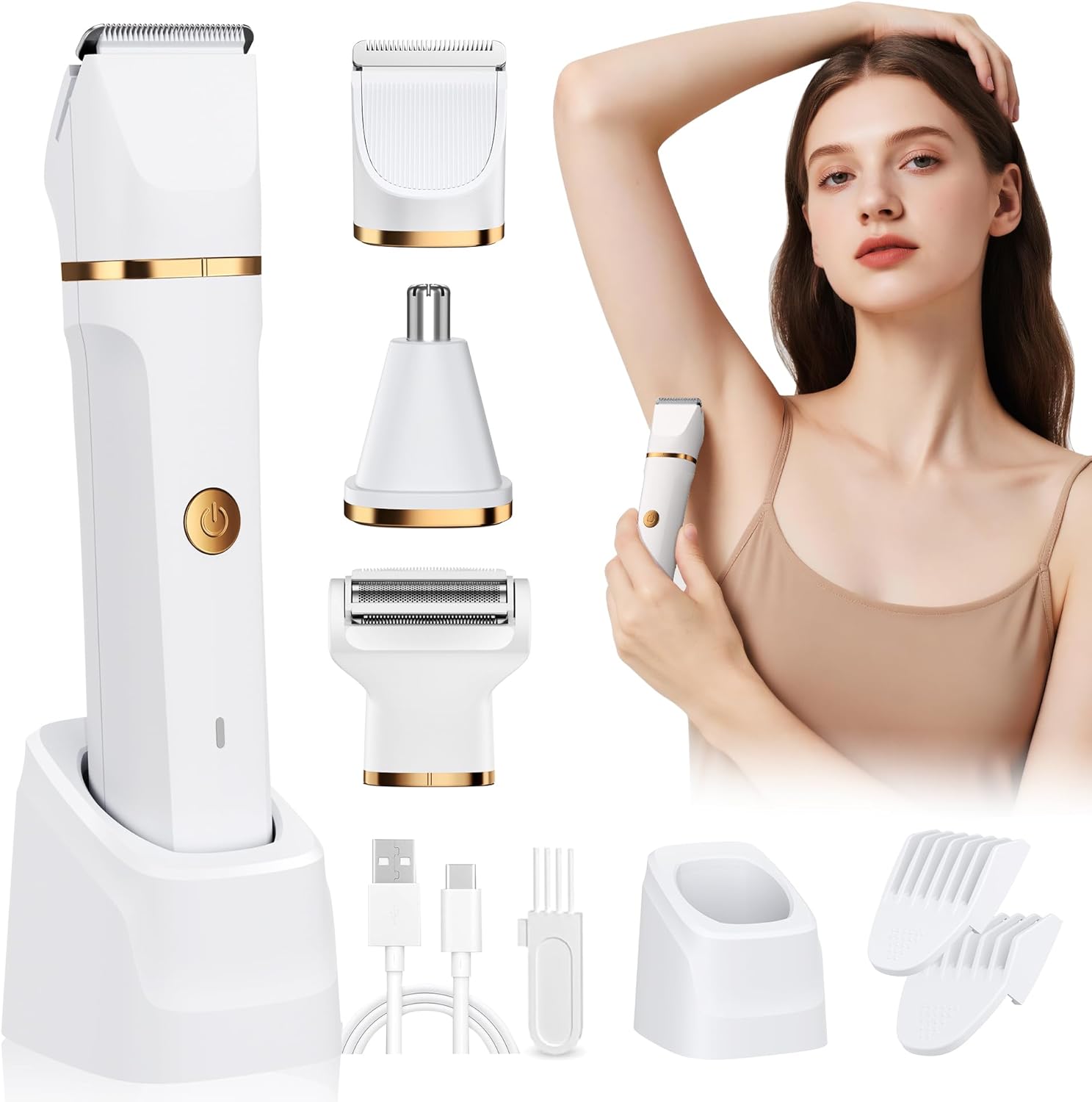 Lady Shavers for Women 3-in-1,Bikini Trimmer Woman IPX7 Waterproof,Nose Trimmer...