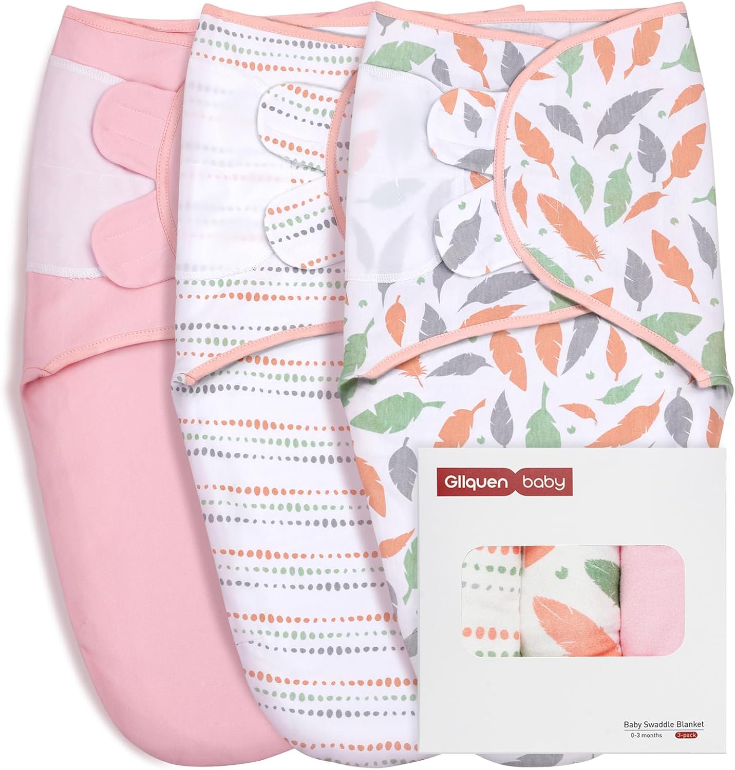 GLLQUEN BABY Baby Swaddle Wraps for 0-3 Months Newborn,Oeko-tex100,100% Breathab...