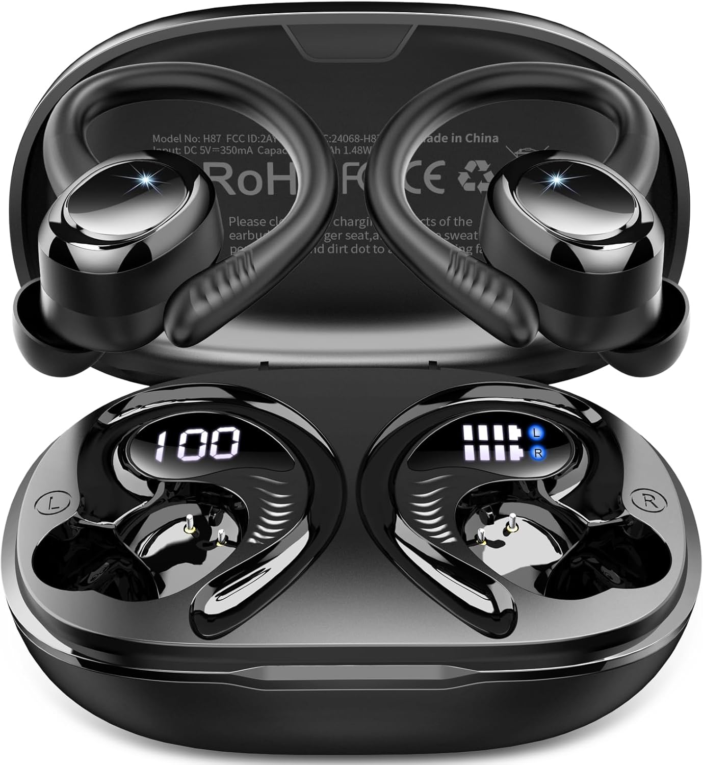 Wireless Earbuds Sport, 2025 3D-Stereo Bluetooth 5.4 Headphones Deep Bass Ear Bu...