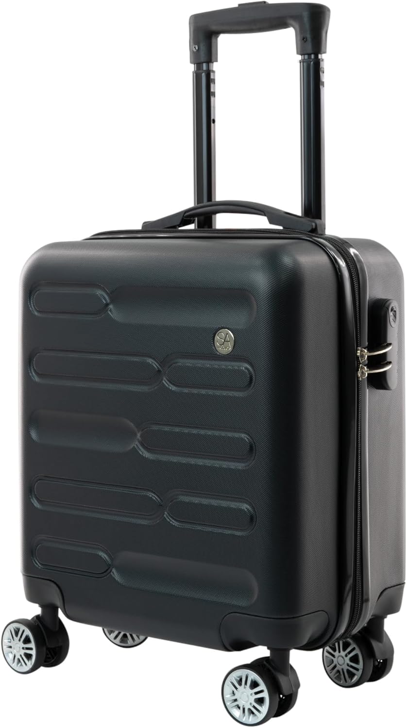 SA Products Black Cabin Suitcase 45x36x20cm - Lightweight Hardshell Carry On Lug...