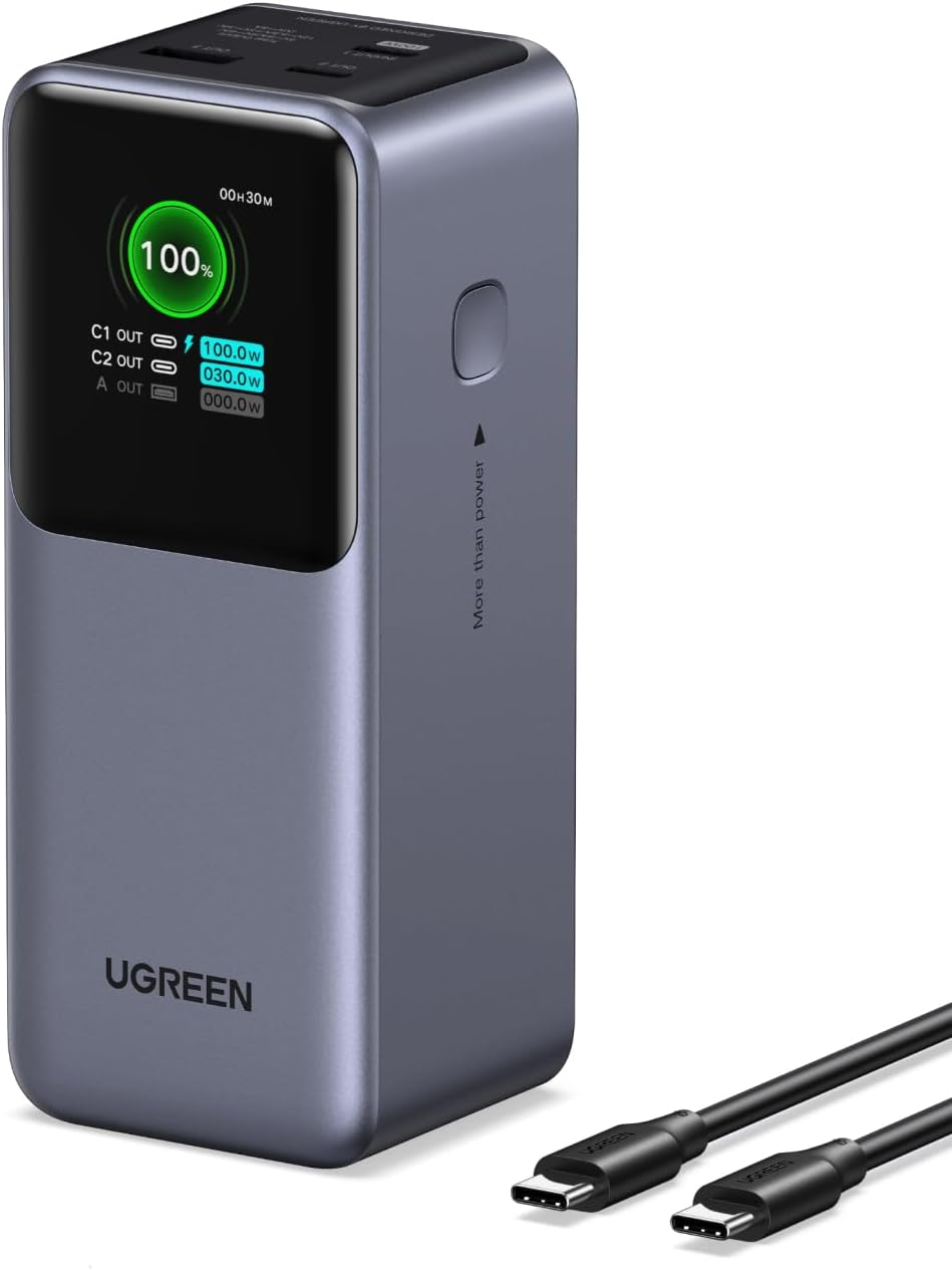 UGREEN Nexode Power Bank 20000mAh 130W Fast Charging, 3-Port USB C Portable Char...