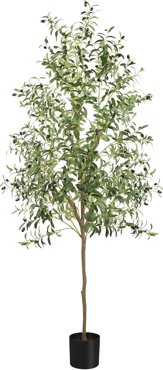 YOLEO 7FT Artificial Olive Tree Tall Faux Silk Olive Plant with Lifelike Leaves...