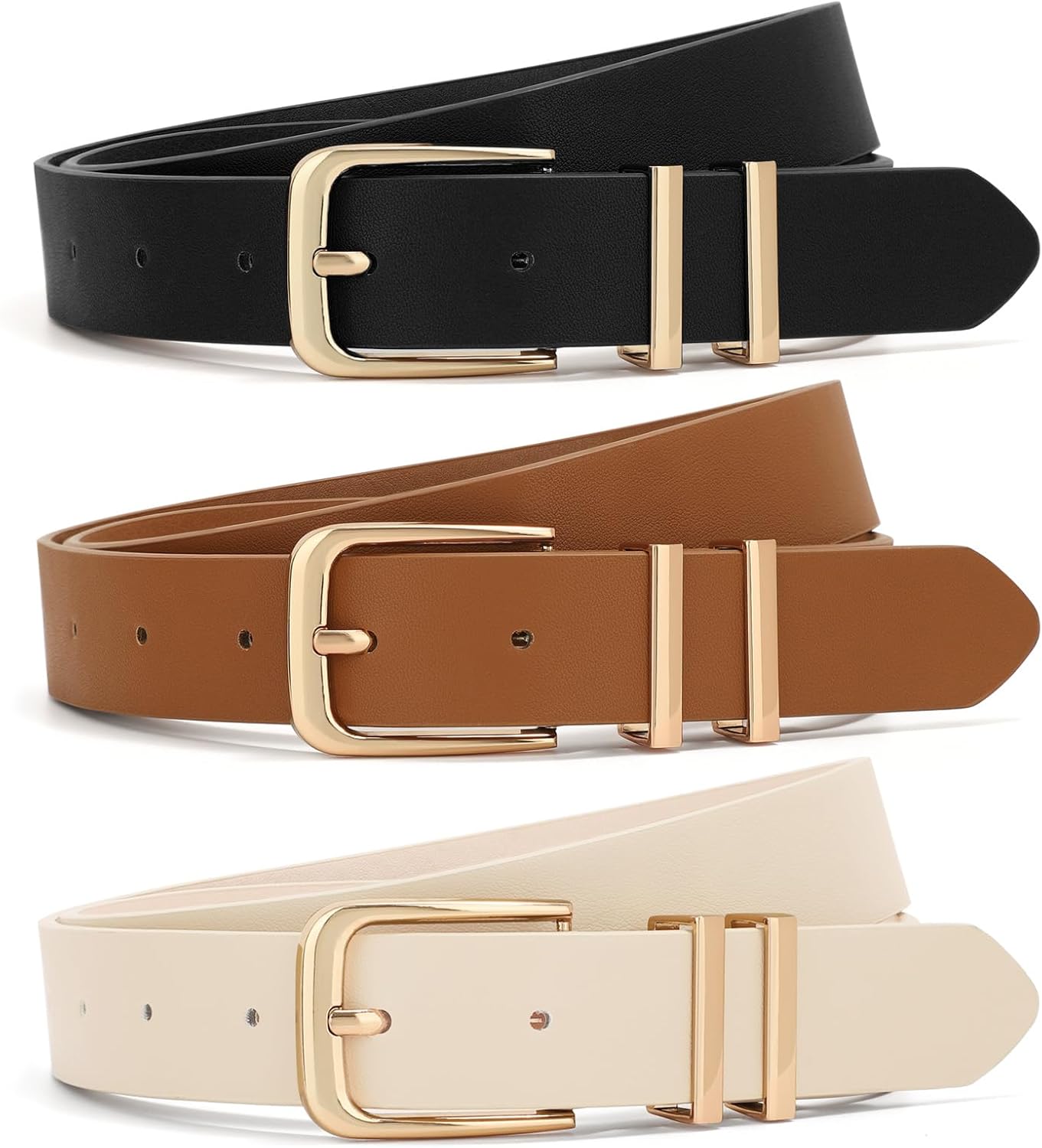 XZQTIVE Women Belts Set, Special Leather Waist Belts With Gold Buckle, Stylish S...