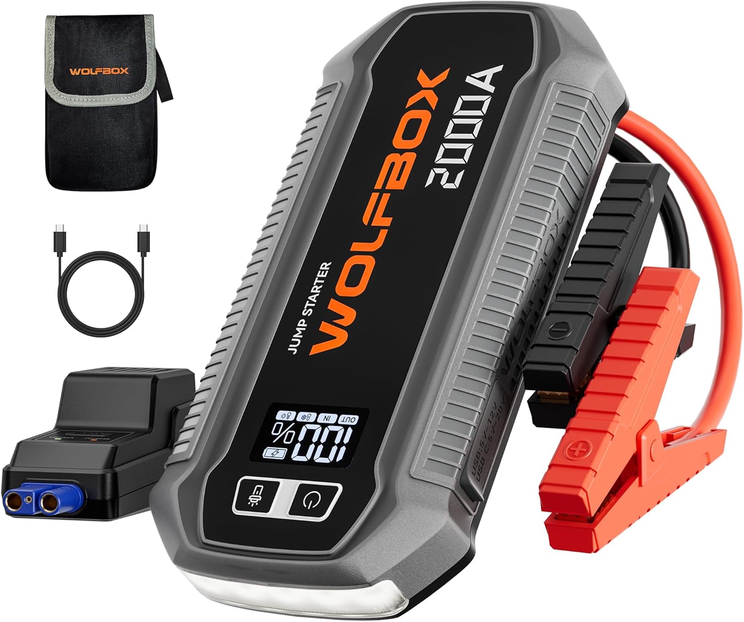 WOLFBOX 2000A Jump Starter, High-Quality Battery Jumper Starter with LED Display...