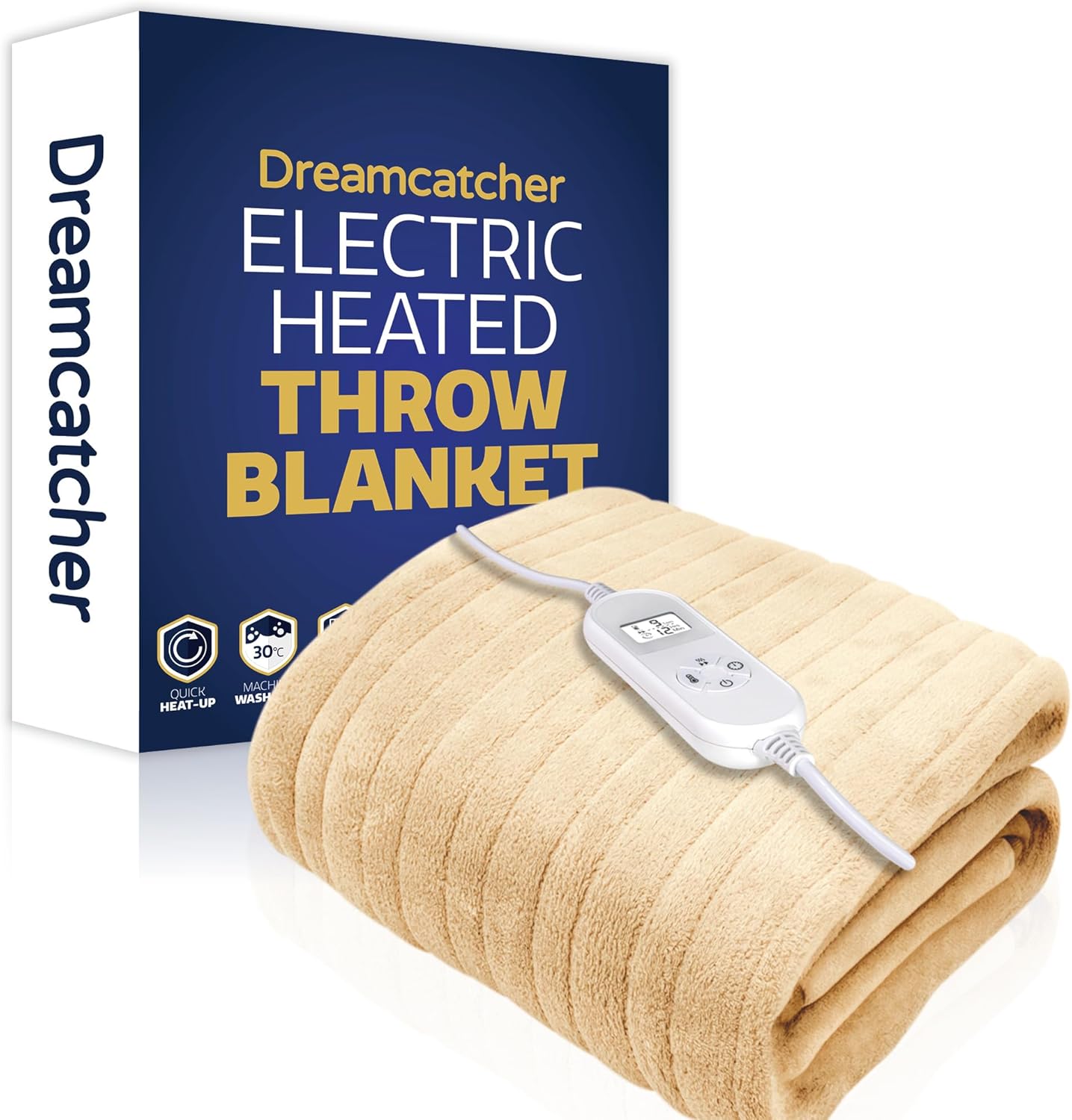 Dreamcatcher Cream Heated Throw Electric Blanket, 160 x 120cm Heated Blanket Mac...