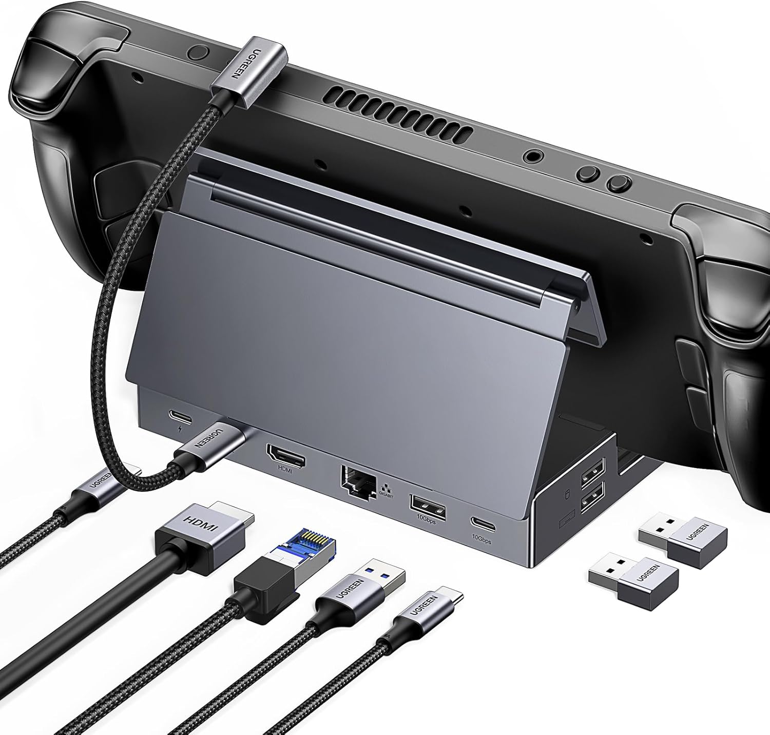 UGREEN Steam Deck Dock, 9-in-1 Docking Station, Adjustable and Foldable Stand, 4...