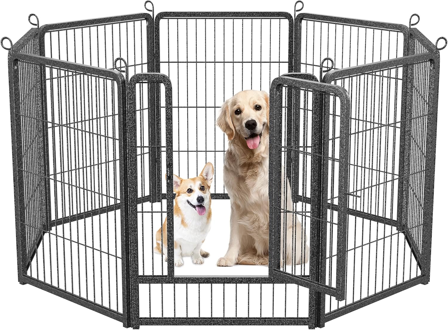 HOMIDEC Dog Pen, 8 Panel Puppy Pen with Door, High 80cm Indoor/Outdoor Pet Exerc...