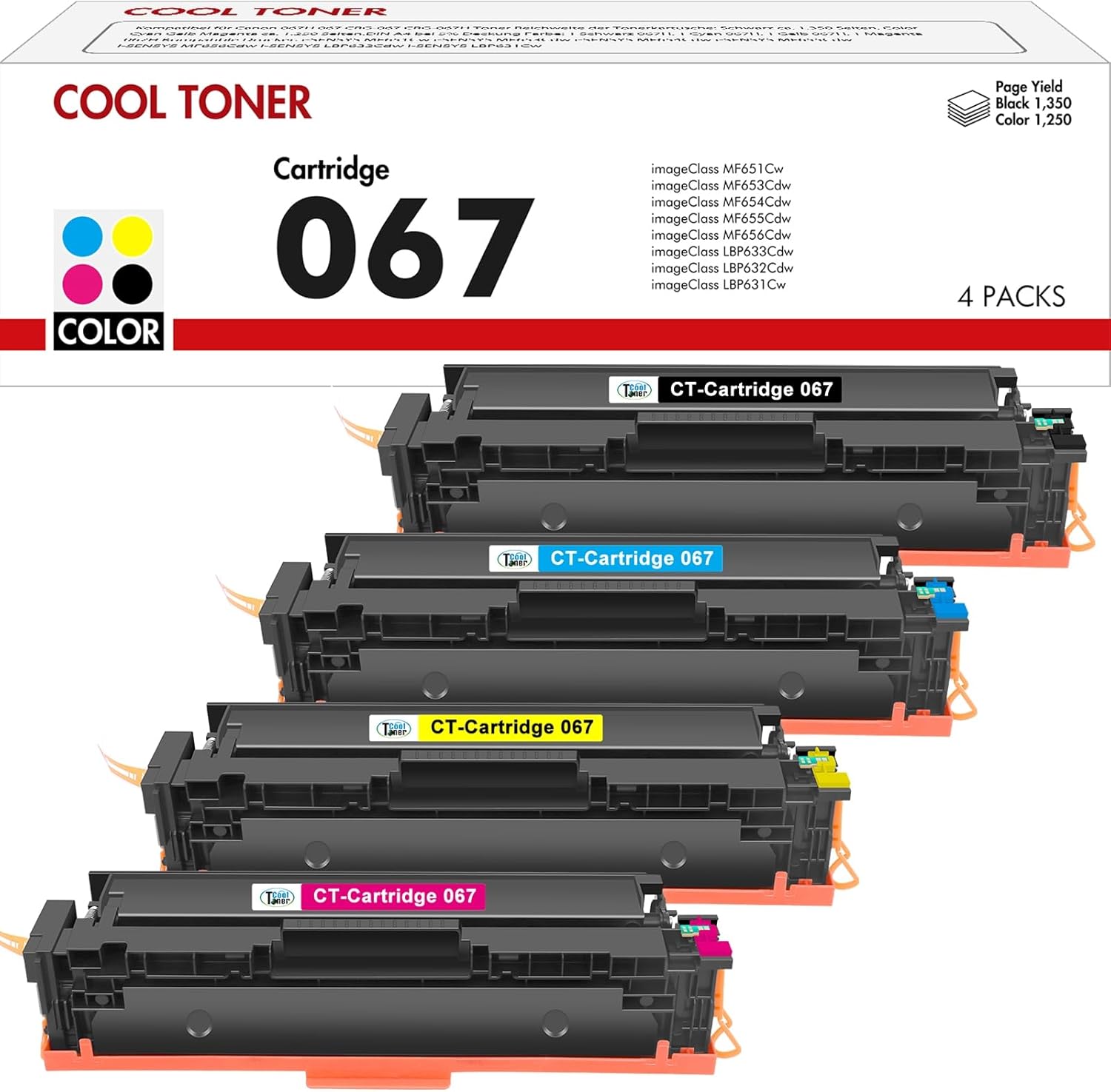 High-Quality 067 067H Toner Cartridge Set, Compatible Toner for Canon i-SENSYS P...