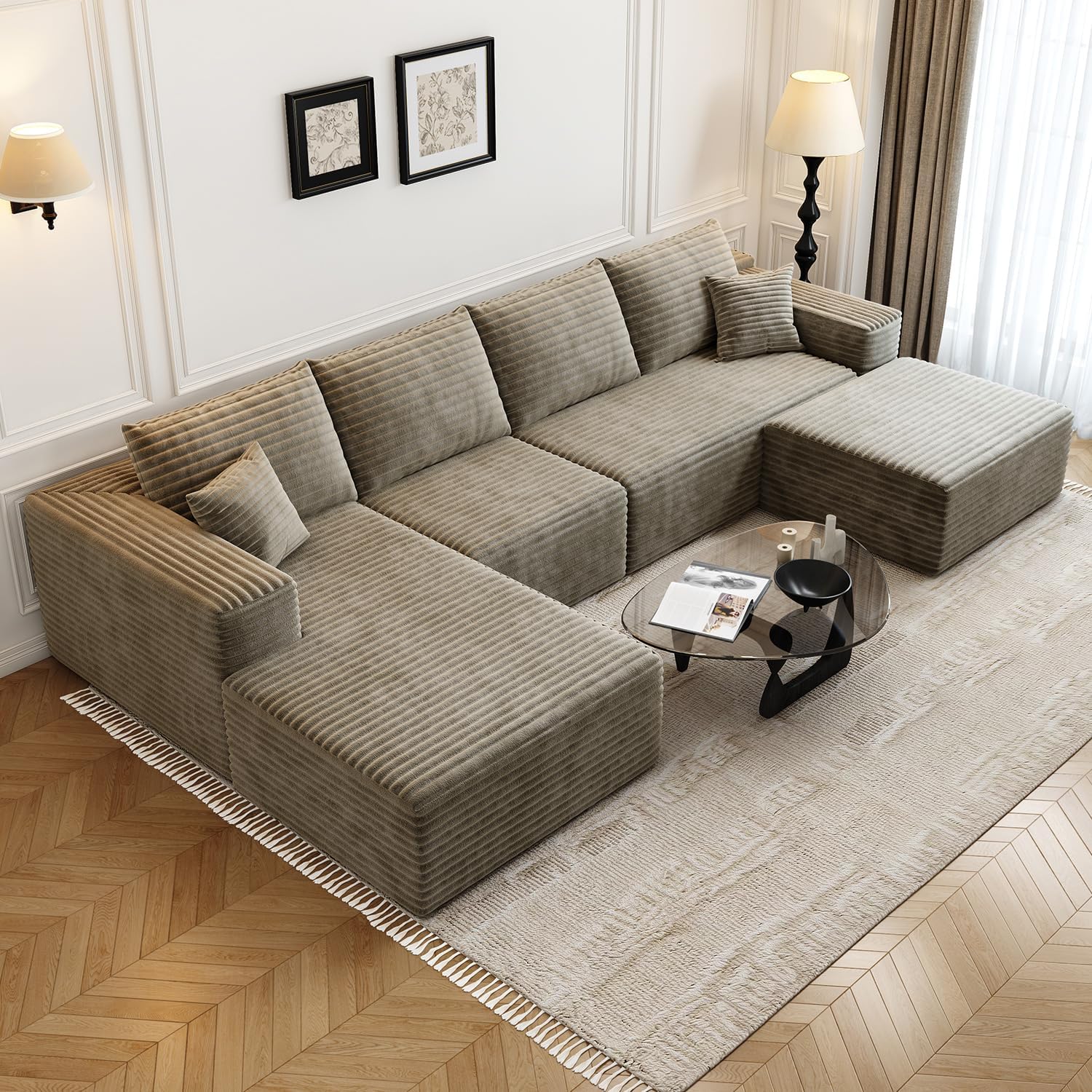 High-Quality Cloud Modular Sectional Couch, Modern Minimalist Upholstered Couche...