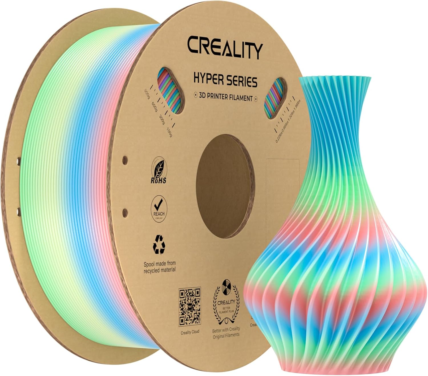 Creality Hyper Rainbow PLA Filament, Premium 3D Printer Filament for Ender 3 V3...