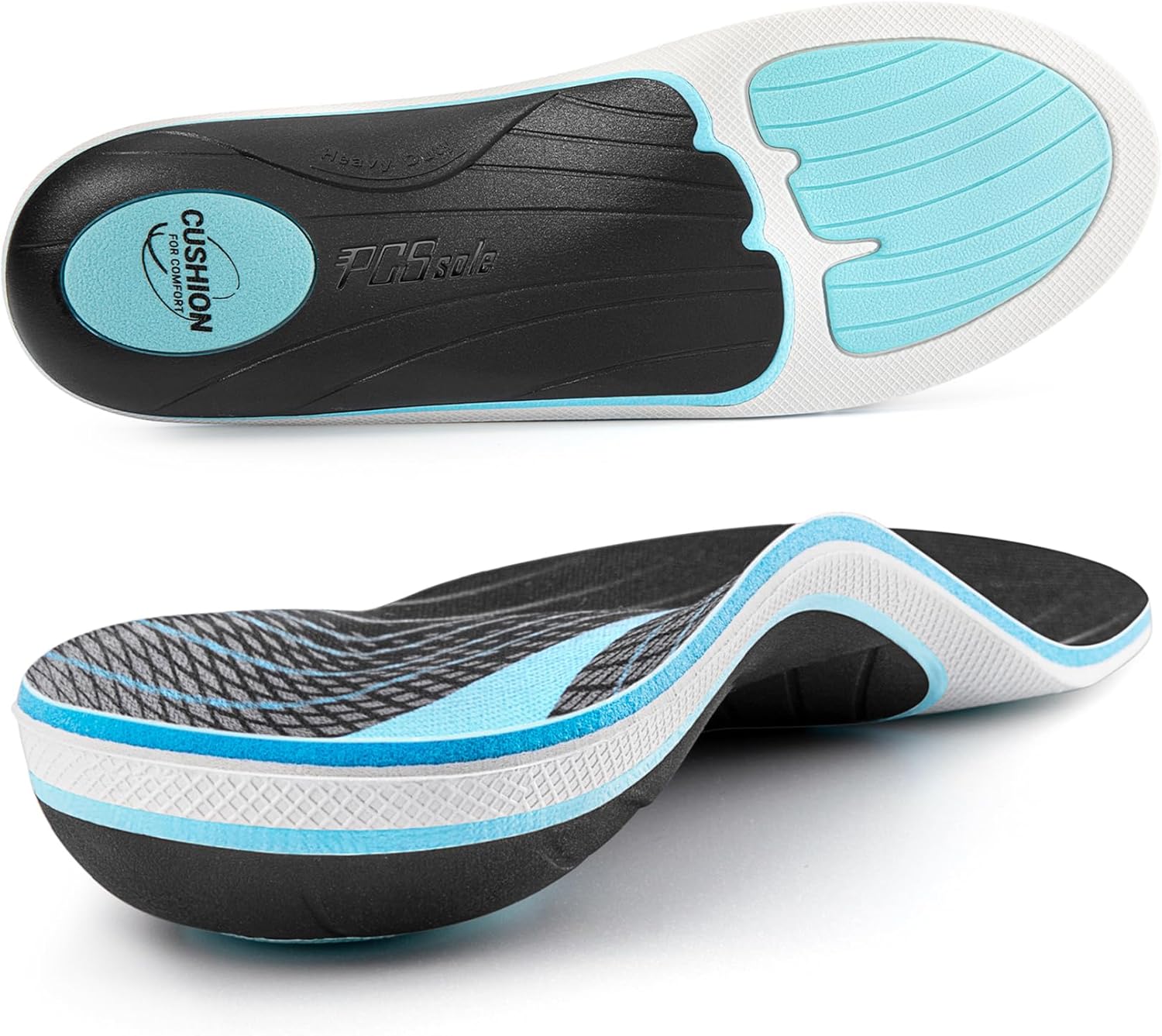 PCSsole Plantar Fasciitis Insoles Men Women- 220+lbs Heavy Duty High Arch Suppor...