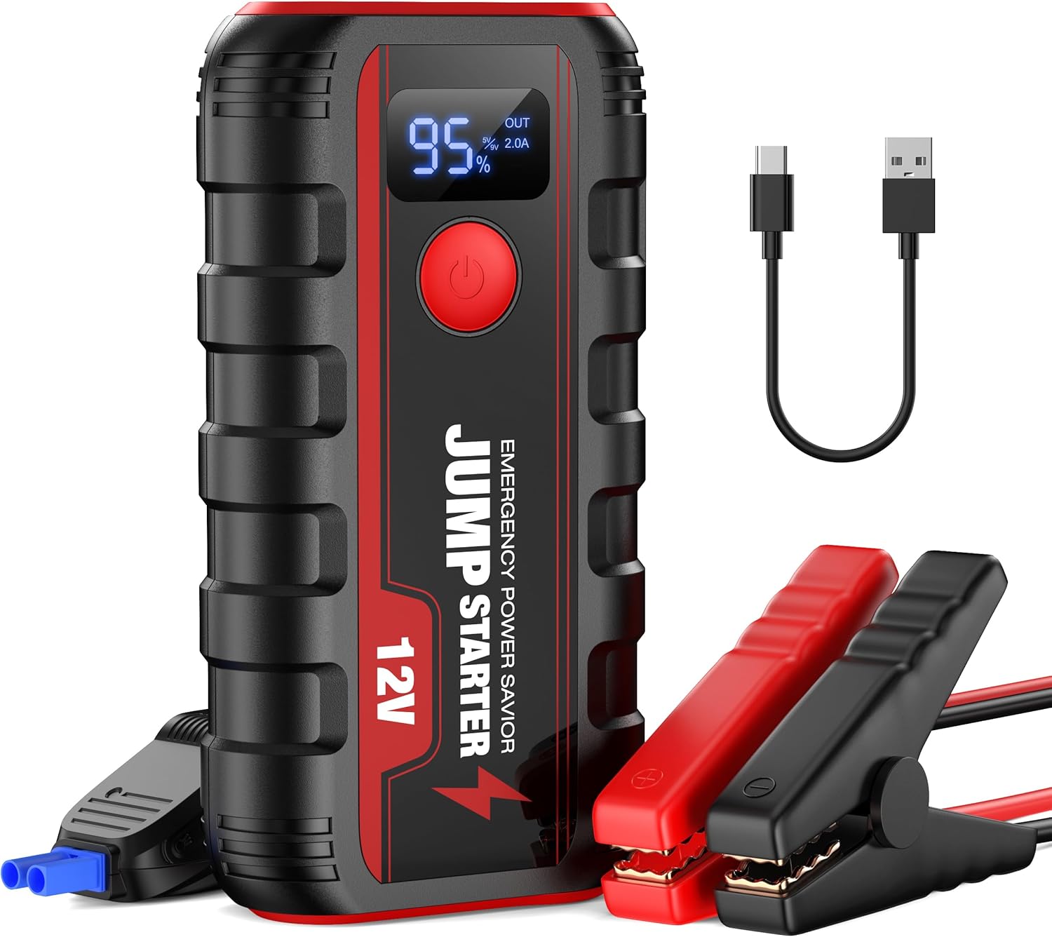 Jump Starter Power Pack Booster - Portable 12V Car Battery Jumpstart Bank Motorc...