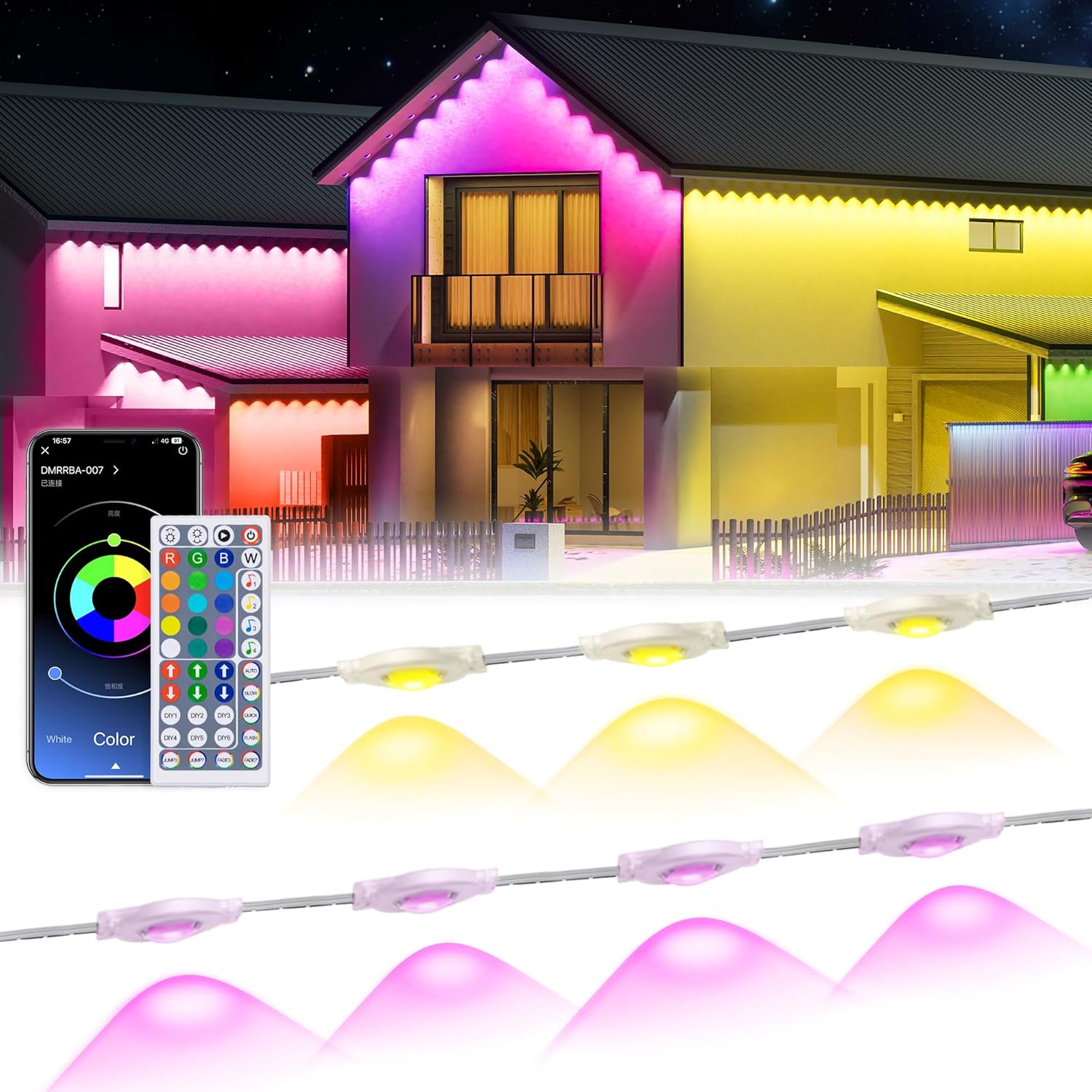 150Ft Permanent Outdoor Lights, Special Smart RGB Lights with Remote App Control...